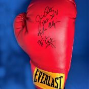 Boxing Joe Cortez, Marlon starling and Don Charging multi signed Everlast red glove. Signatures