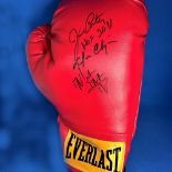 Boxing Joe Cortez, Marlon starling and Don Charging multi signed Everlast red glove. Signatures