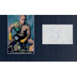 Boxing, Jesse James Leija signature piece featuring a colour photo and a signed card, mounted and