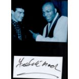 Boxing, Freddie Mack signature piece featuring a black and white photo and a signed card. well