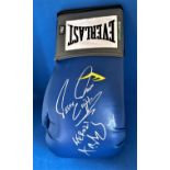 Boxing Jesse James Leija and Fernando Vargas signed 14oz Blue Everlast Glove. Good condition. All