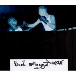 Boxing, Dick McTaggart signature piece featuring a black and white photo and a signed card, well
