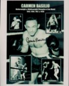 Boxing Carmen Basilio signed 10x8 black and white montage photo. Carmen Basilio (born Carmine
