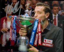Snooker. Mark Selby Hand signed 10x8 colour photo showing Selby kissing a Betfred Trophy. Overall