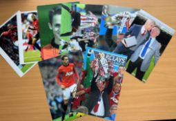 Man United collection of multiple signatures and photos. Including Adnan Januzaj, Alex Ferguson, and