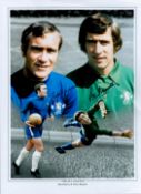Football Ron Harris and Peter Bonetti Chelsea Legends signed 16x12 colourised montage photo. Good