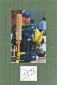 Cricket Steve Waugh 15x10 mounted signature piece includes signed album page and colour photo.