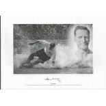 Football. Tom Finney Signed 11x8 black and white photo set on A3 card. Photo shows Finney making a