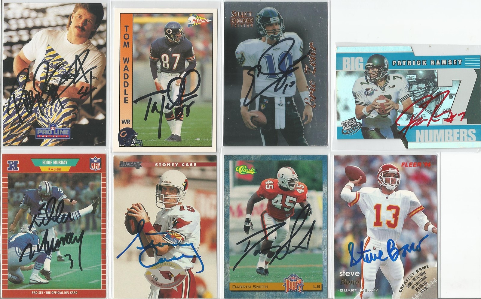 American Football Collection eight signed NFL trading cards some great names includes Eddie