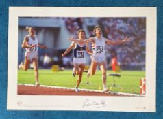 Sebastian Coe signed 22x16 Team GB Olympic Gold Big Blue Tube print, Sebastian Coe Olympic Games