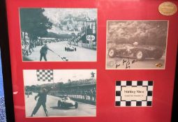 Motor Racing Stirling Moss 20x16 mounted signature piece includes signed vintage black and white