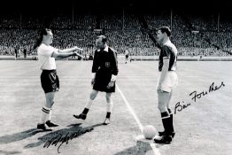 Football Nat Lofthouse and Bill Foulkes signed 15x10 black and white photo pictured before the