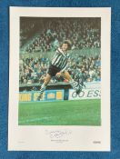 Malcom Macdonald signed 22x16 colour print picturing Super Mac celebrating while playing for