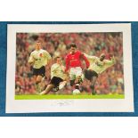 Ryan Giggs signed 22x16 colour print pictured in action for Manchester United against Liverpool in