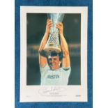 Graham Roberts signed 22x16 colour print 1984 UEFA Cup Final Graham Roberts lifts the UEFA Cup