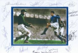 Football Everton Legends multi signed Dixie Dean 16x12 Colour Print. Signatures include Howard