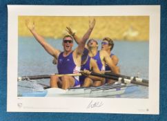 Mathew Pinsent signed 22x16 Team GB Olympic Gold Big Blue Tube print. Olympic Games Sydney 2000.