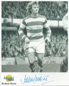 Football. Rodney Marsh Signed 10x8 Autographed Editions page. Bio description on the rear. Photo