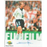 Football. Stuart Pearce Signed 10x8 Autographed Editions page. Bio description on the rear. Photo