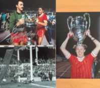 Liverpool FC. Collection of 3 Signed Liverpool Legends Photos including Bruce Grobbelaar, Paul Walsh