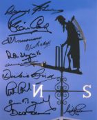 Cricket Legends Old Father Time multi signed colour photo 11 amazing signatures includes Gary