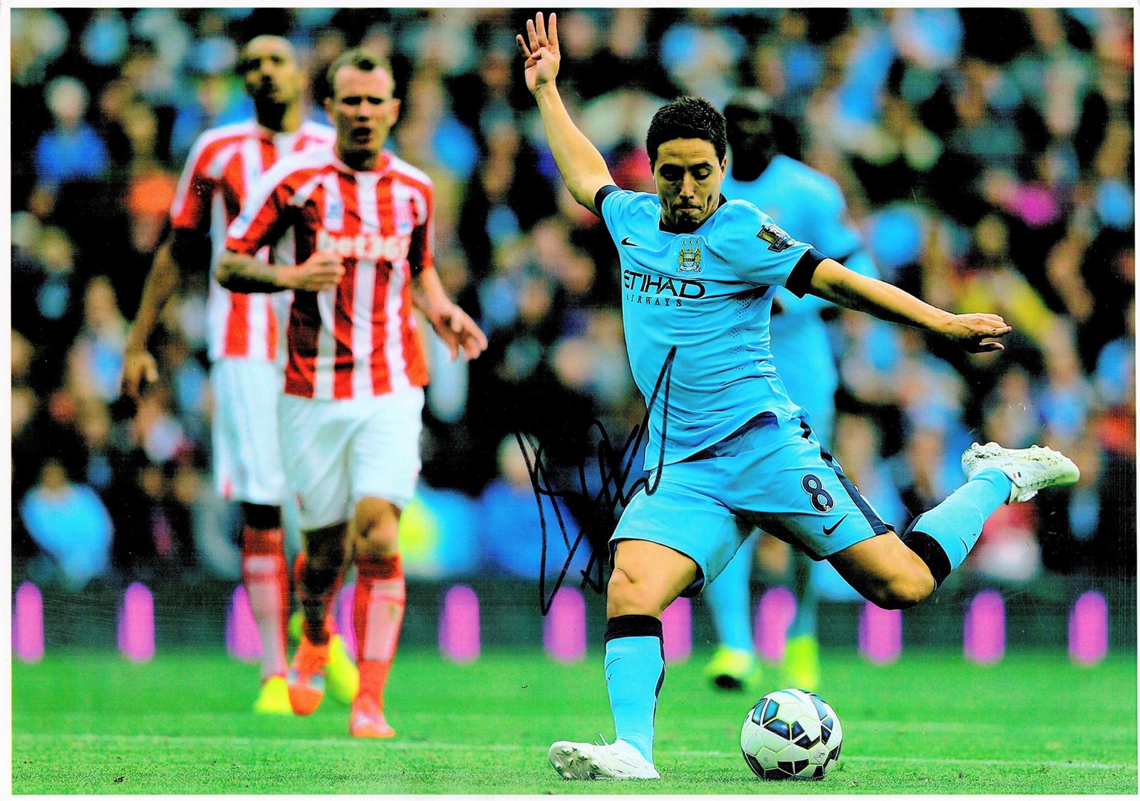 Football Samir Nasri signed 16x12 colour photo pictured while in action for Manchester City. Good