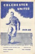Football Colchester United v Swindon vintage programme Football League 1959-60 season. Good