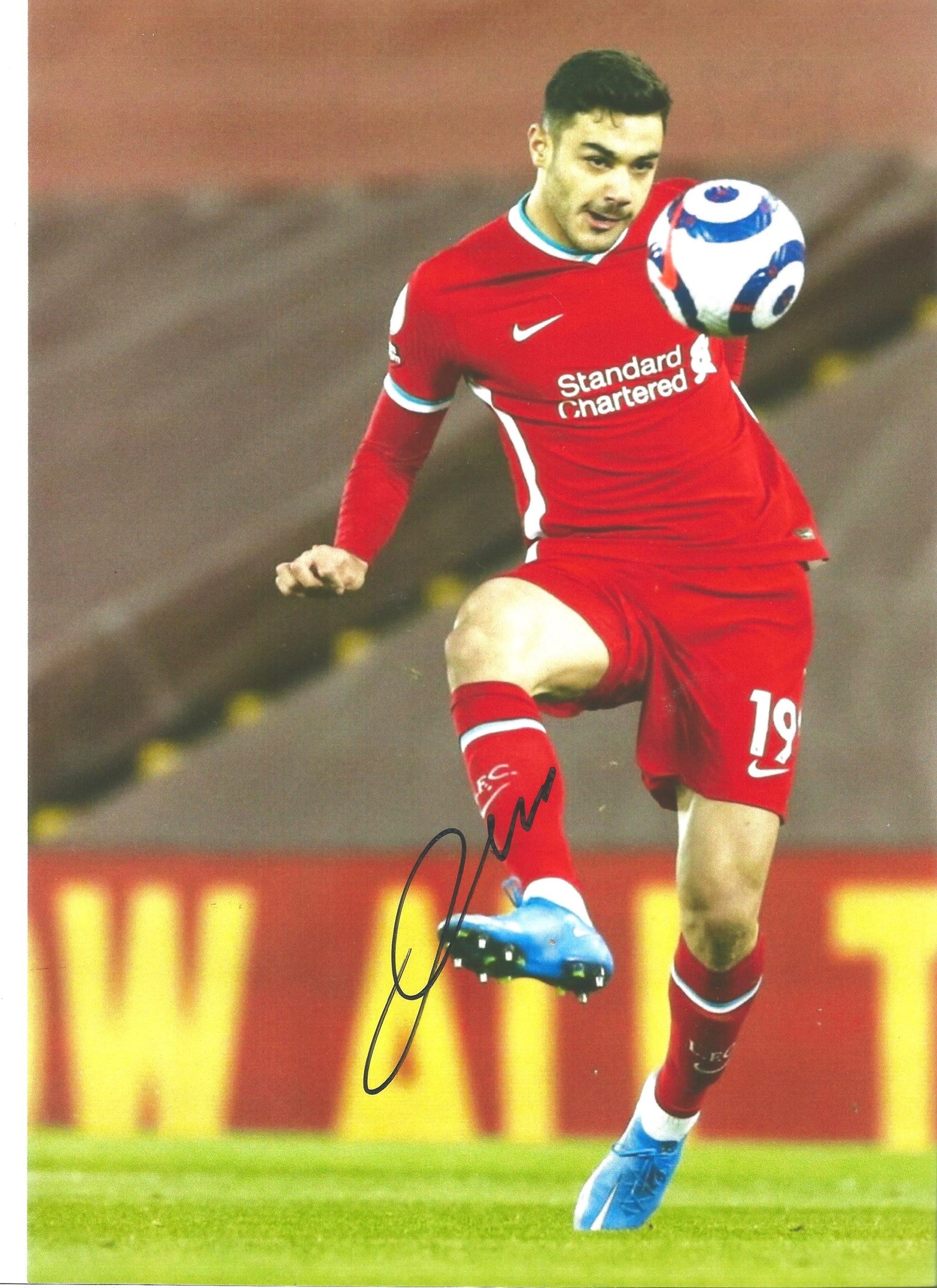 Football Ozan Kabak signed 12x8 Liverpool F. C colour photo. Ozan Muhammed Kabak (born 25 March