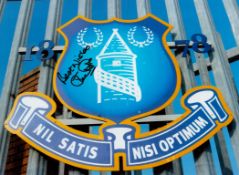Football. Everton's Joe Royle Hand signed 16x12 Colour Photo. Photo shows the Everton Crest on the