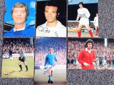 Football collection 6 signed photos all featuring legends of the English game signatures include