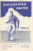 Football Colchester United v Watford vintage programme 1956-57 season.