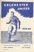 Football Colchester United v QPR vintage programme Football League 1959-60 season. Good condition
