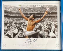 Pele Hand signed 20x16 Colourised Photo by Autographed Editions. Print Shows Pele being carried