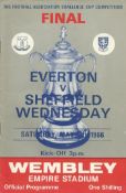 Football Everton v Sheffield Wednesday vintage programme 1966 FA Cup Final Wembley Empire Stadium.