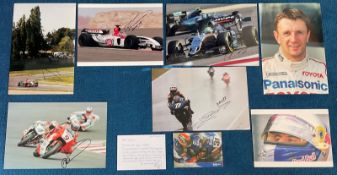 Motor Sport. Collection of 8 Signed Colour Photos, with signatures including Patrick Friesache, Nico