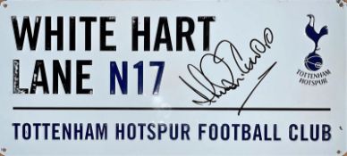 Football Harry Redknapp signed Tottenham Hotspur White Hart Lane N17 metal sign. Good condition