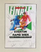 Everton v Rapid Vienna 1985 European Cup Winners Cup Final multi signed 20x16 mounted print includes