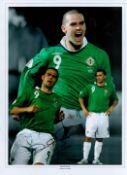 Football David Healy signed Northern Ireland 16x12 colour montage photo. David Jonathan Healy MBE (