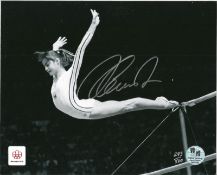 Olympics Nadia Comaneci signed 1976 Montreal 10x8 black and white photo.