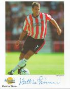 Football. Matt Le Tissier Signed 10x8 Autographed Editions page. Bio description on the rear.