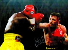 Boxing Steve Collins signed 16x12 colour photo pictured in action in his fight with Chris Eubank.