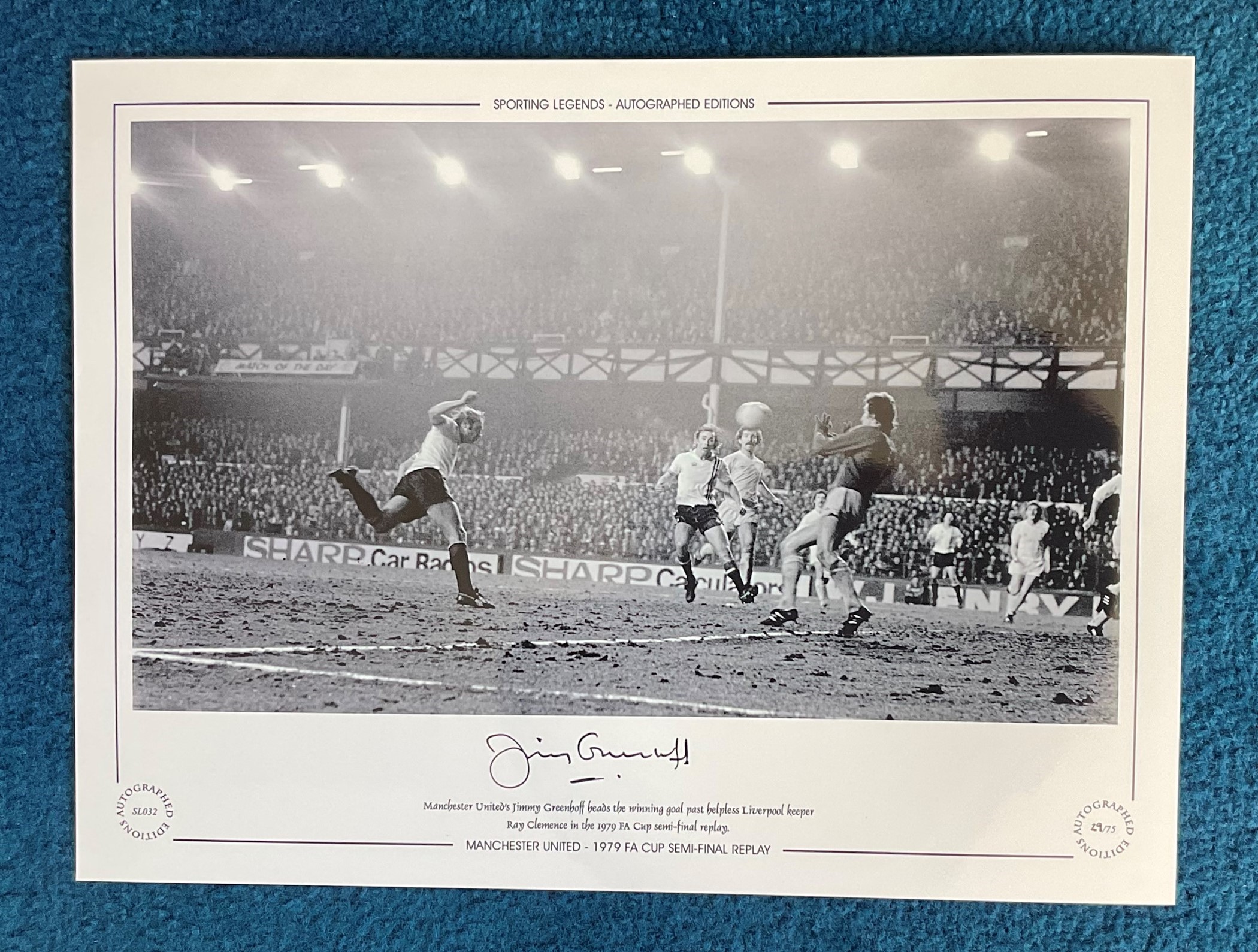 Jimmy Greenhoff 16x12 hand signed black and white photo Autographed Editions, Limited Edition. Photo