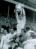 Football. Tottenham Hotspur Dave Mackay Hand signed Black and white 16x12 photo. Photo shows