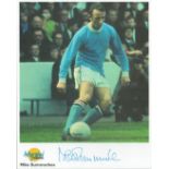 Football. Mike Summerbee Signed 10x8 Autographed Editions page. Bio description on the rear. Photo