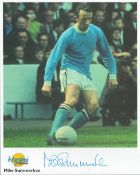 Football. Mike Summerbee Signed 10x8 Autographed Editions page. Bio description on the rear. Photo