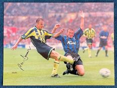 Football Paul Dickov signed 16x12 Manchester City Play Off Final goal v Gillingham colour photo.