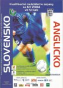 Football Slovakia v England programme 2004.