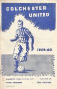 Football Colchester United v Bury vintage programme 1959-60 season.