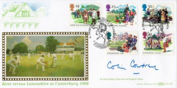 Cricket Colin Cowdrey signed Benham FDC Kent v Lancashire at Canterbury 1906 PM A Tribute to Glory