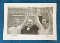 Martin Chivers and Alan Mullery 22x16 Big Blue Tube Cup King Series black and white print League Cup